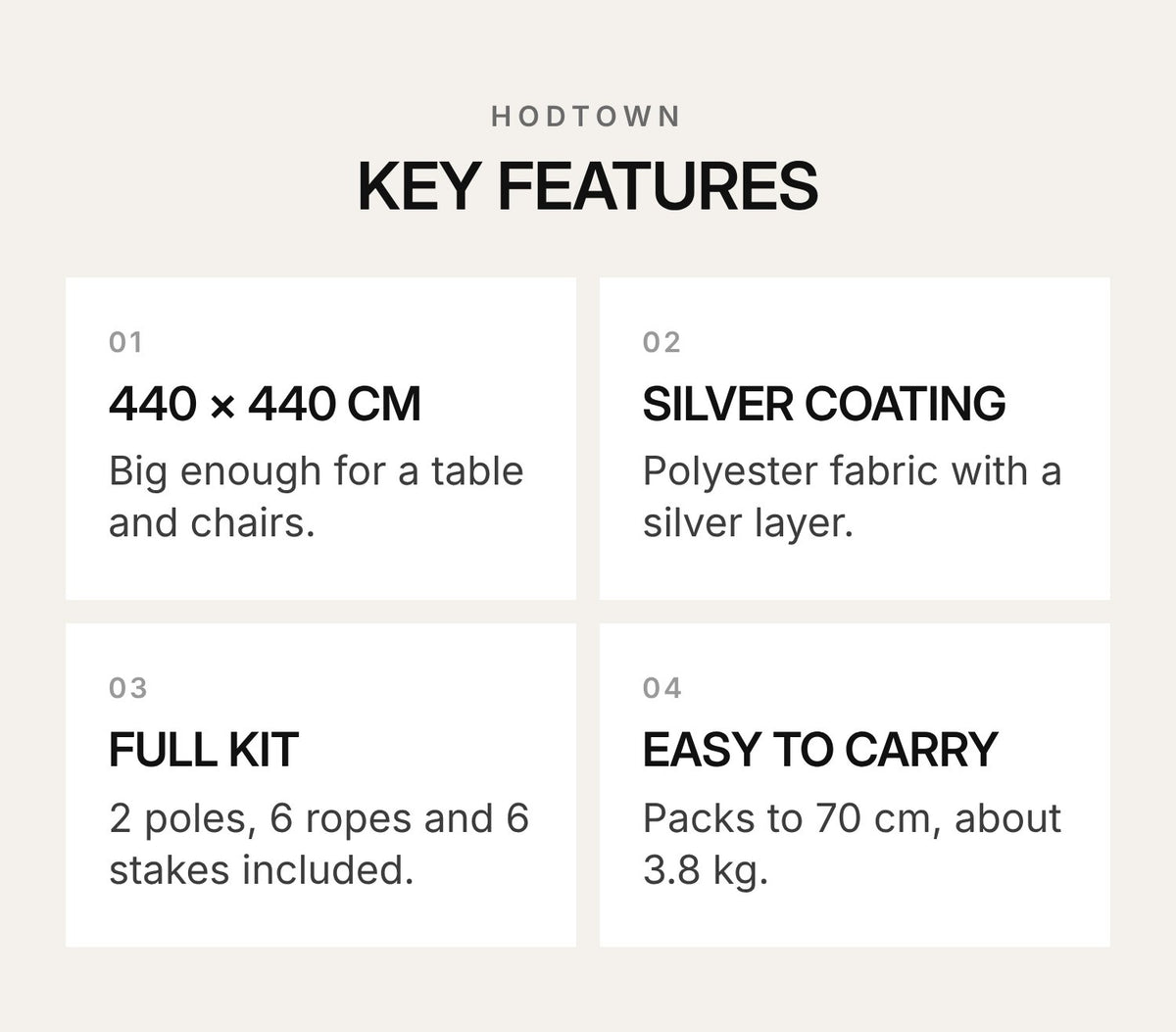 HODTOWN HDW1520 Hexagon Camping Canopy 440 × 440 cm – highlights: features