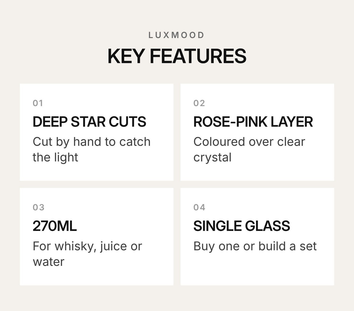 LUXMOOD Gold Flash Cut Crystal Glass 270ml