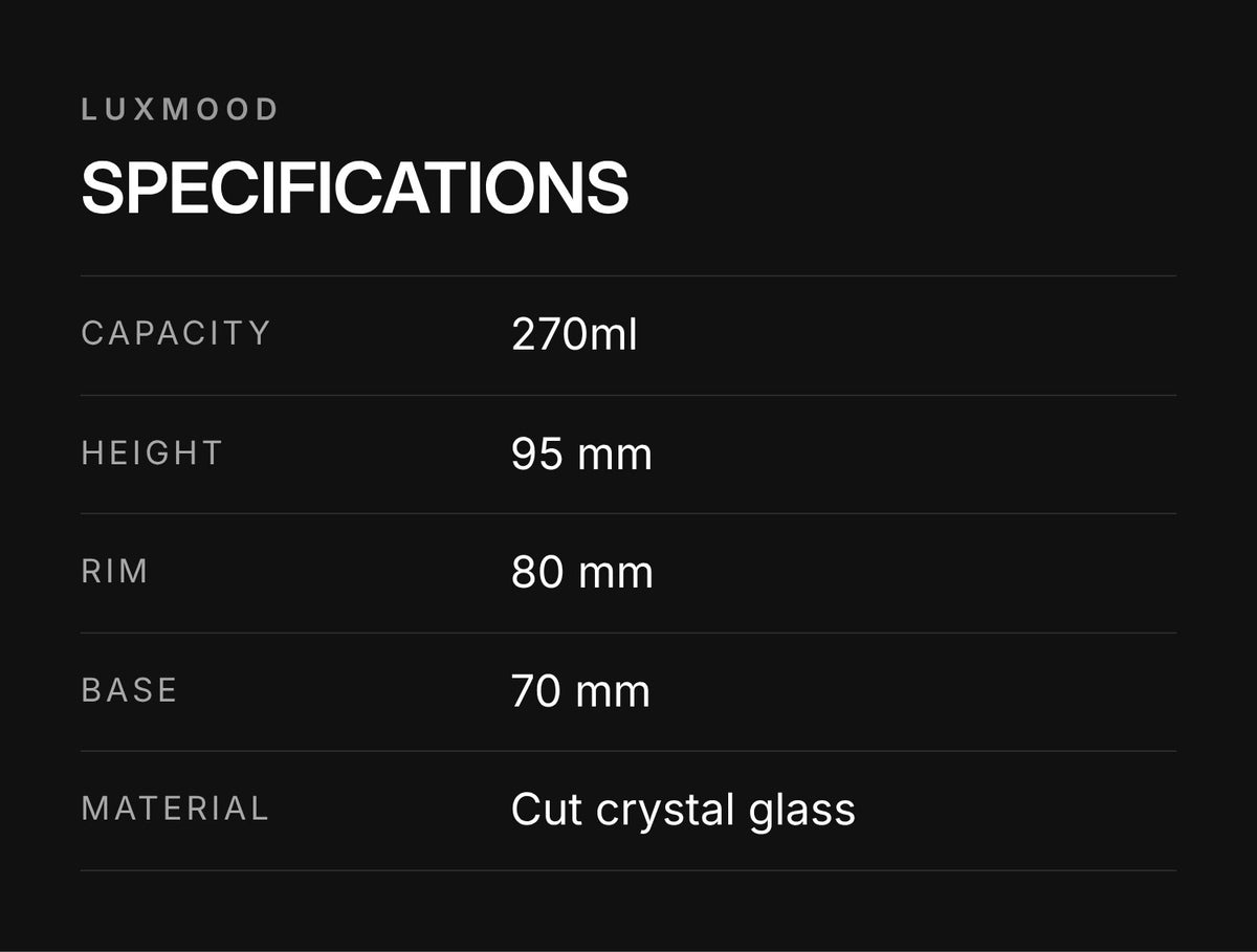 LUXMOOD Gold Flash Cut Crystal Glass 270ml