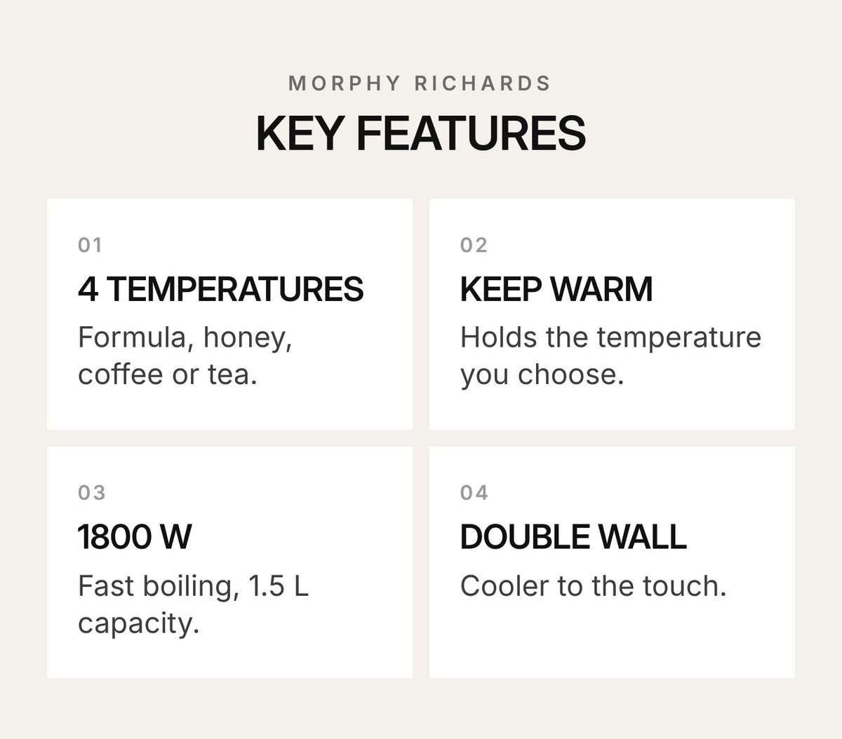 Morphy Richards MR6070 Temperature Control Kettle 1.5 L – highlights: features