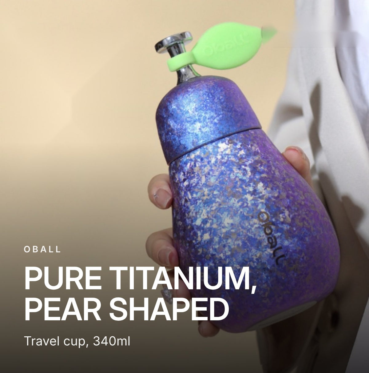 oball Pear Pure Titanium Travel Cup 340ml