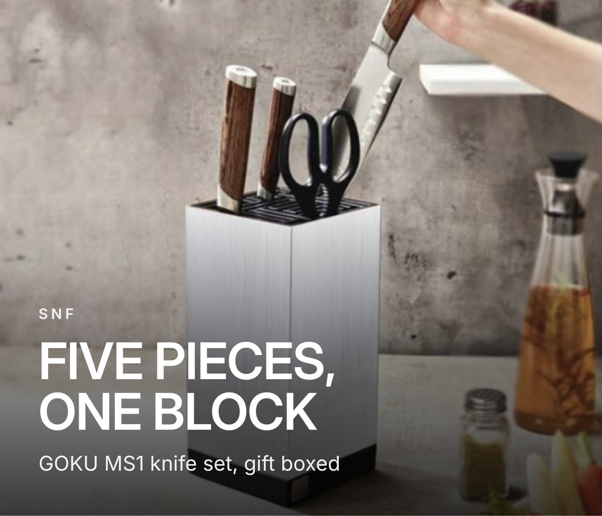 SNF GOKU MS1 5-Piece Knife Set with Block