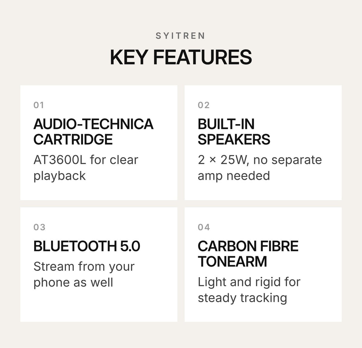 syitren PARON PRO Vinyl Record Player with Built-in Speakers