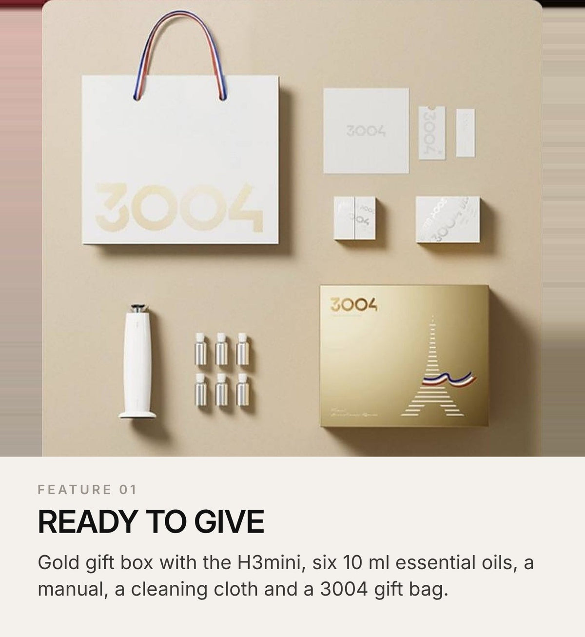 3004 H3mini Desktop Aroma Diffuser Gift Set – Lacquer White
