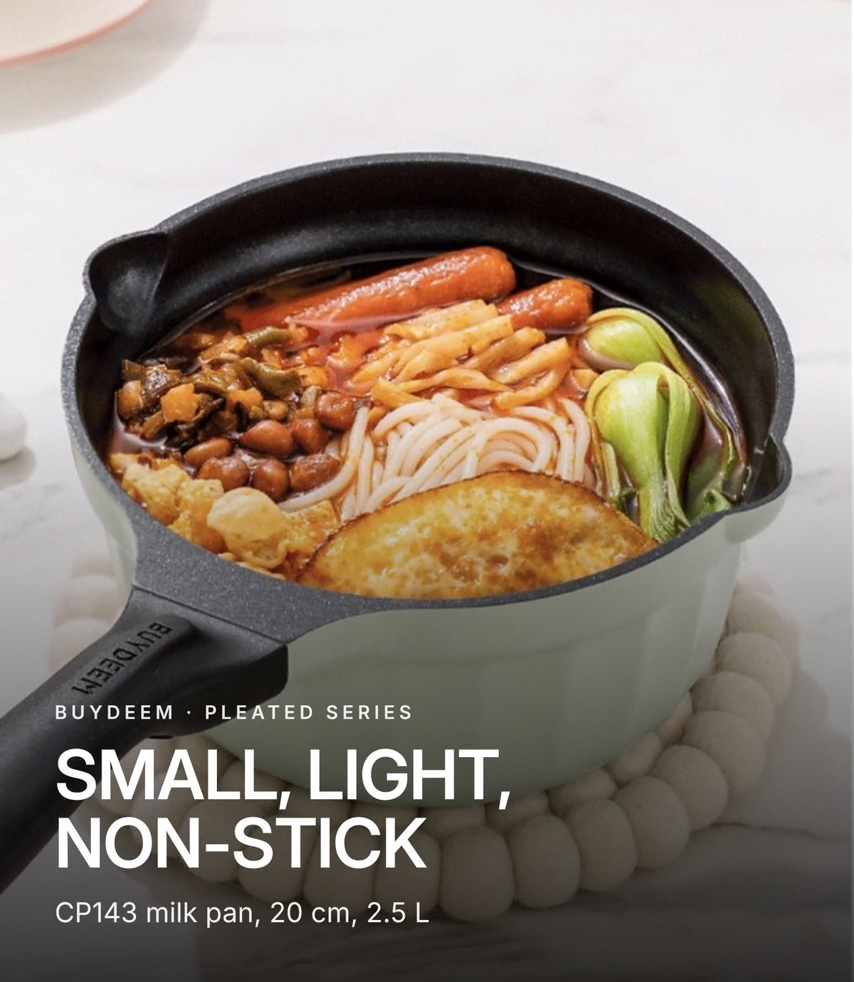 BUYDEEM CP143 Non-Stick Milk Pan 20cm with Glass Lid