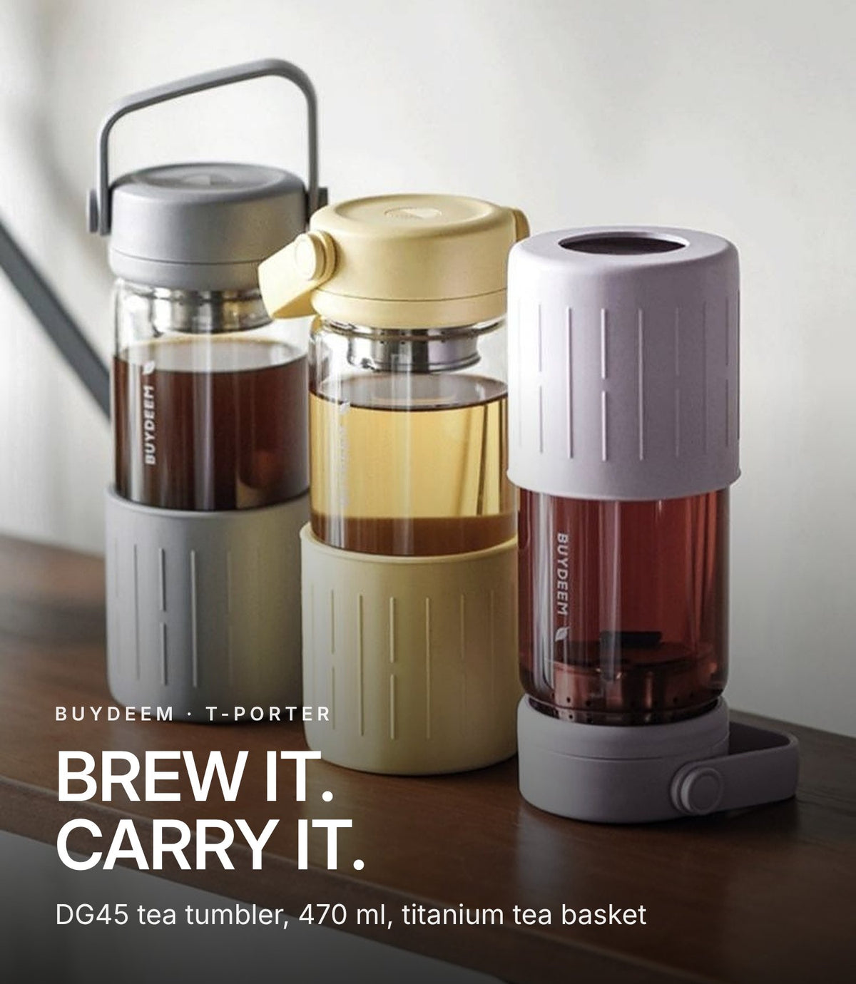 BUYDEEM DG45 Glass Tea Tumbler with Titanium Infuser 470ml
