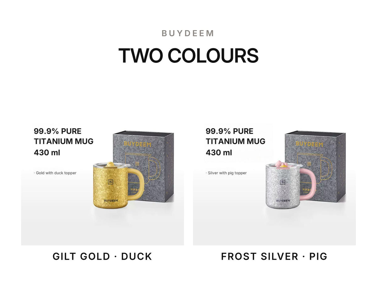 BUYDEEM T502 Pure Titanium Insulated Mug with Lid 430ml