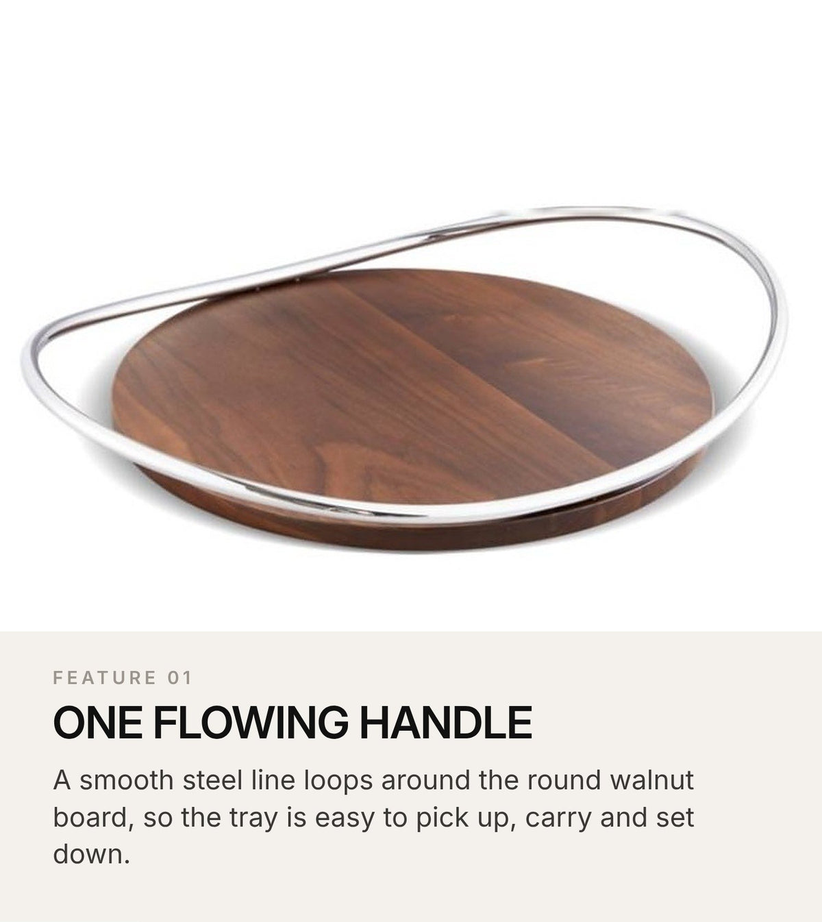 LUXMOOD Hygge Walnut & Stainless Steel Serving Tray