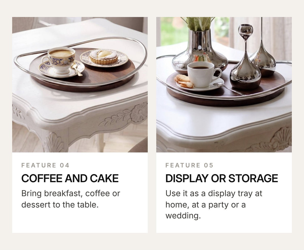 LUXMOOD Hygge Walnut & Stainless Steel Serving Tray