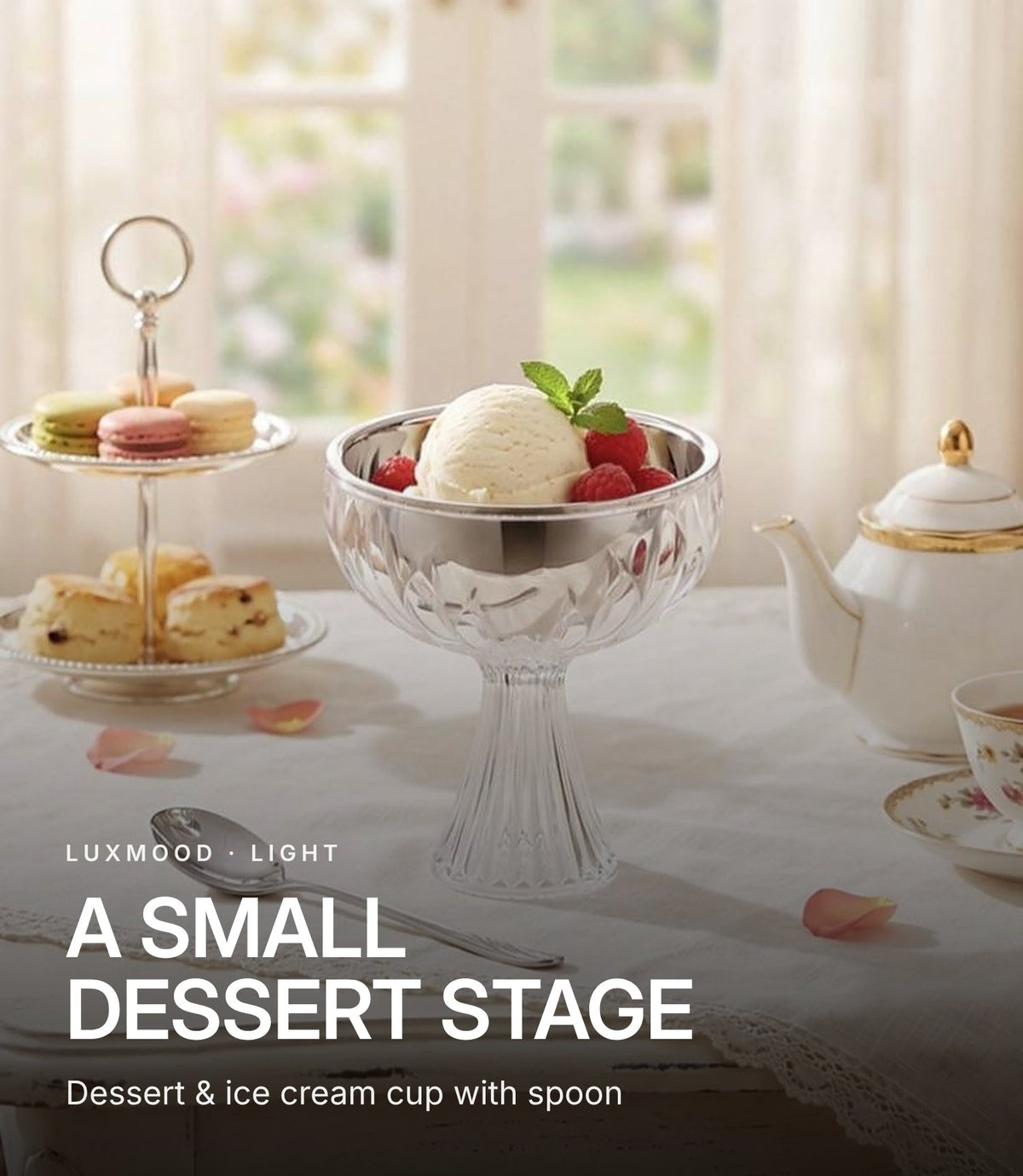 LUXMOOD Light Dessert & Ice Cream Cup with Spoon