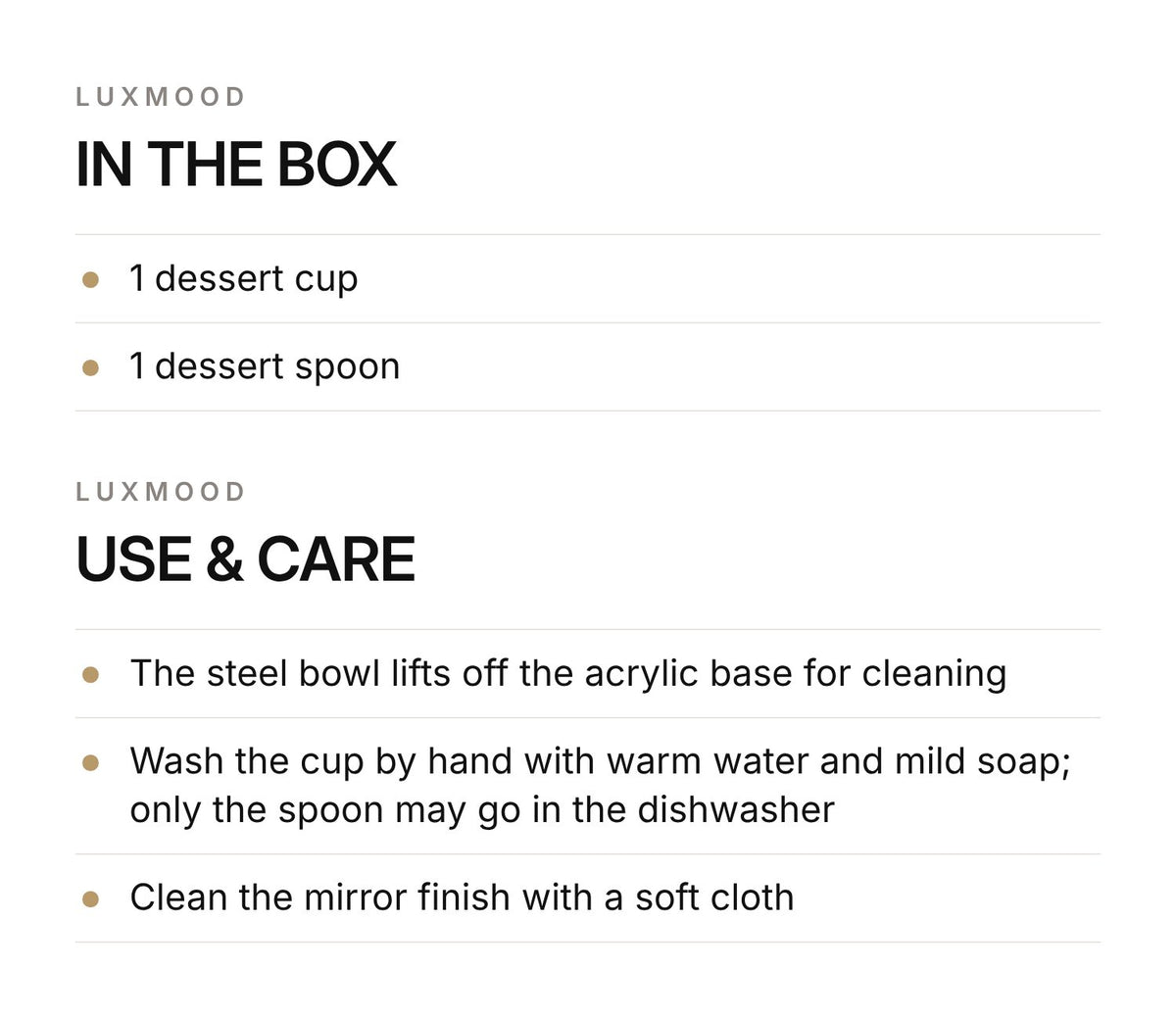 LUXMOOD Light Dessert & Ice Cream Cup with Spoon