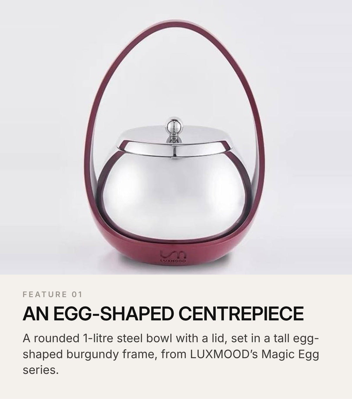 LUXMOOD Magic Egg Ice Bucket 1L – Silver
