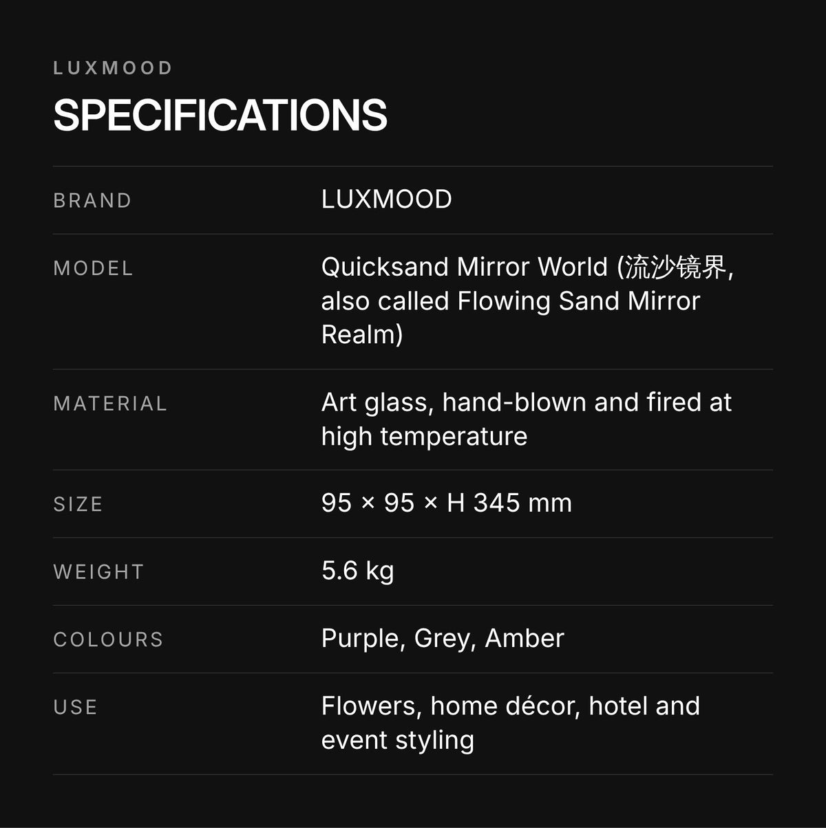 LUXMOOD Quicksand Mirror World Art Glass Vase