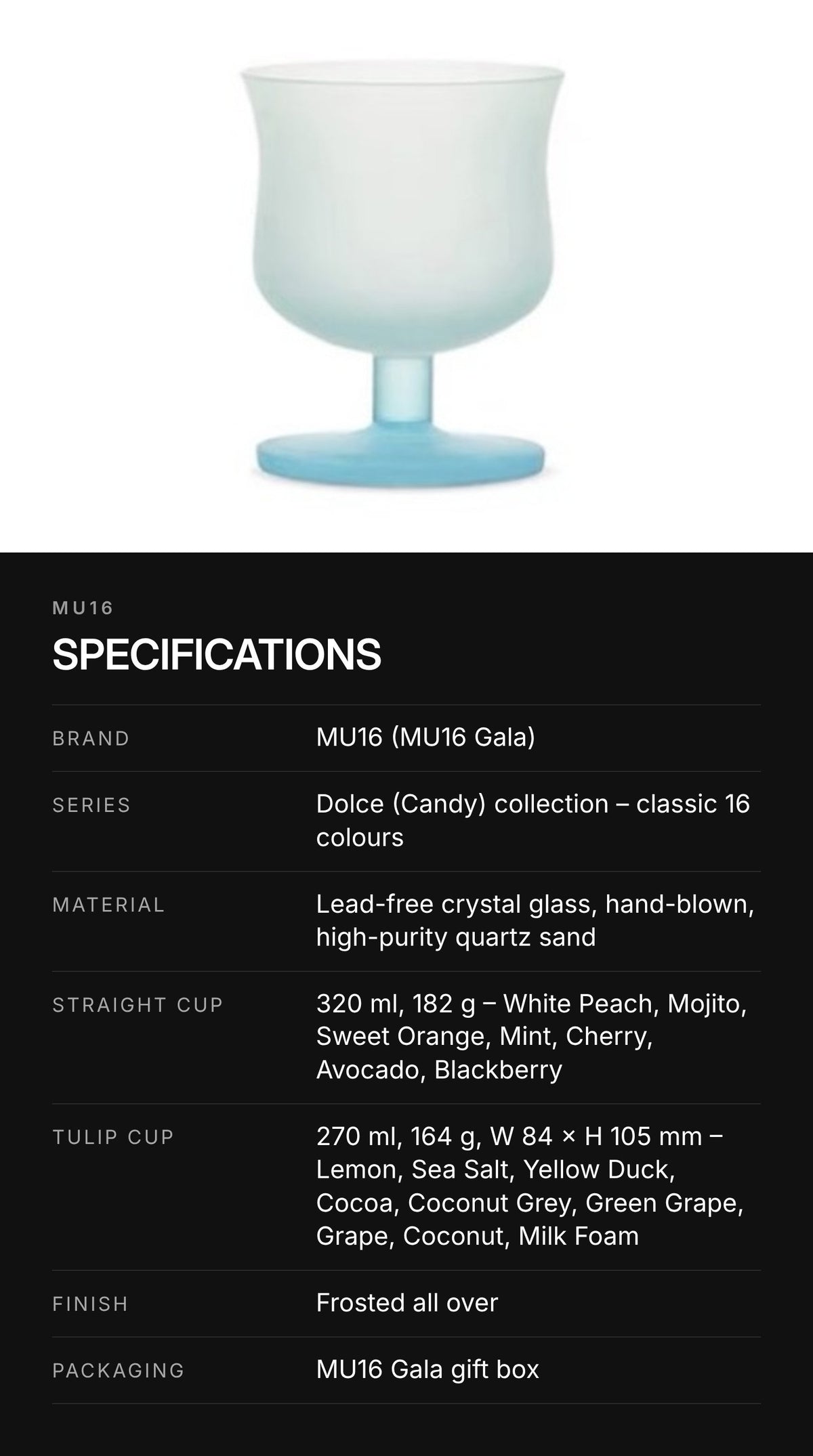 MU16 Candy Series Classic Frosted Glass Goblet