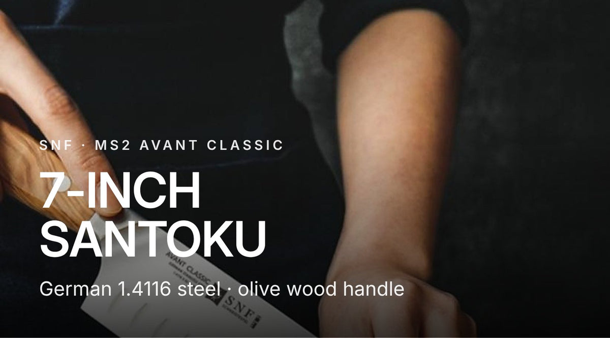 SNF MS2 Avant Classic 7-Inch Santoku Knife – Olive Wood