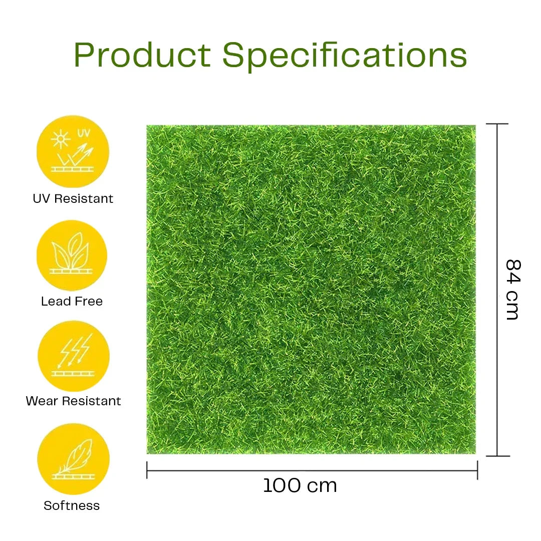 Artificial grass mat 100x84 cm, UV resistant, lead free, wear resistant, soft texture.