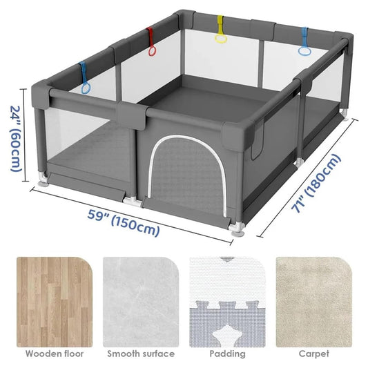 Indoor and Outdoor Baby Playpen with balls for Toddler -Dark Grey