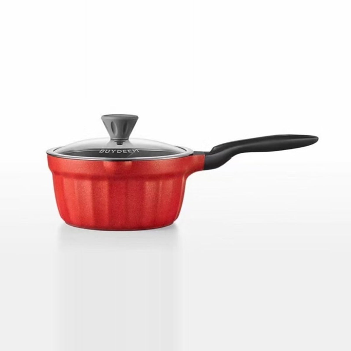 BUYDEEM CP143 Non-Stick Milk Pan 20cm with Glass Lid – Gilded Ruby Red