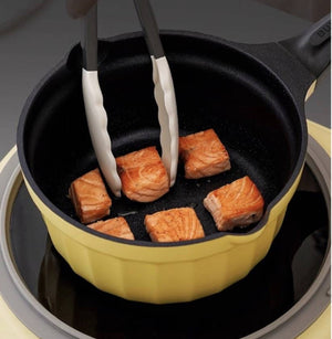 BUYDEEM CP143 Non-Stick Milk Pan 20cm with Glass Lid – salmon seared in the yellow pan