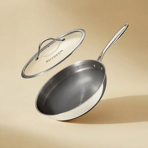 BUYDEEM 32cm Pure Titanium Wok with Glass Lid
