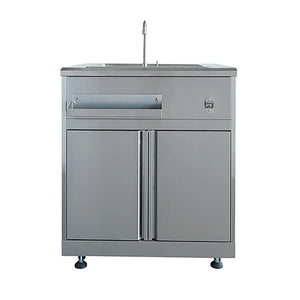 Stainless steel utility sink cabinet with faucet and double doors, commercial kitchen furniture
