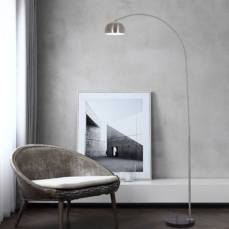 Contemporary Style Metal Arc Lamp With Marble Base - HOCC