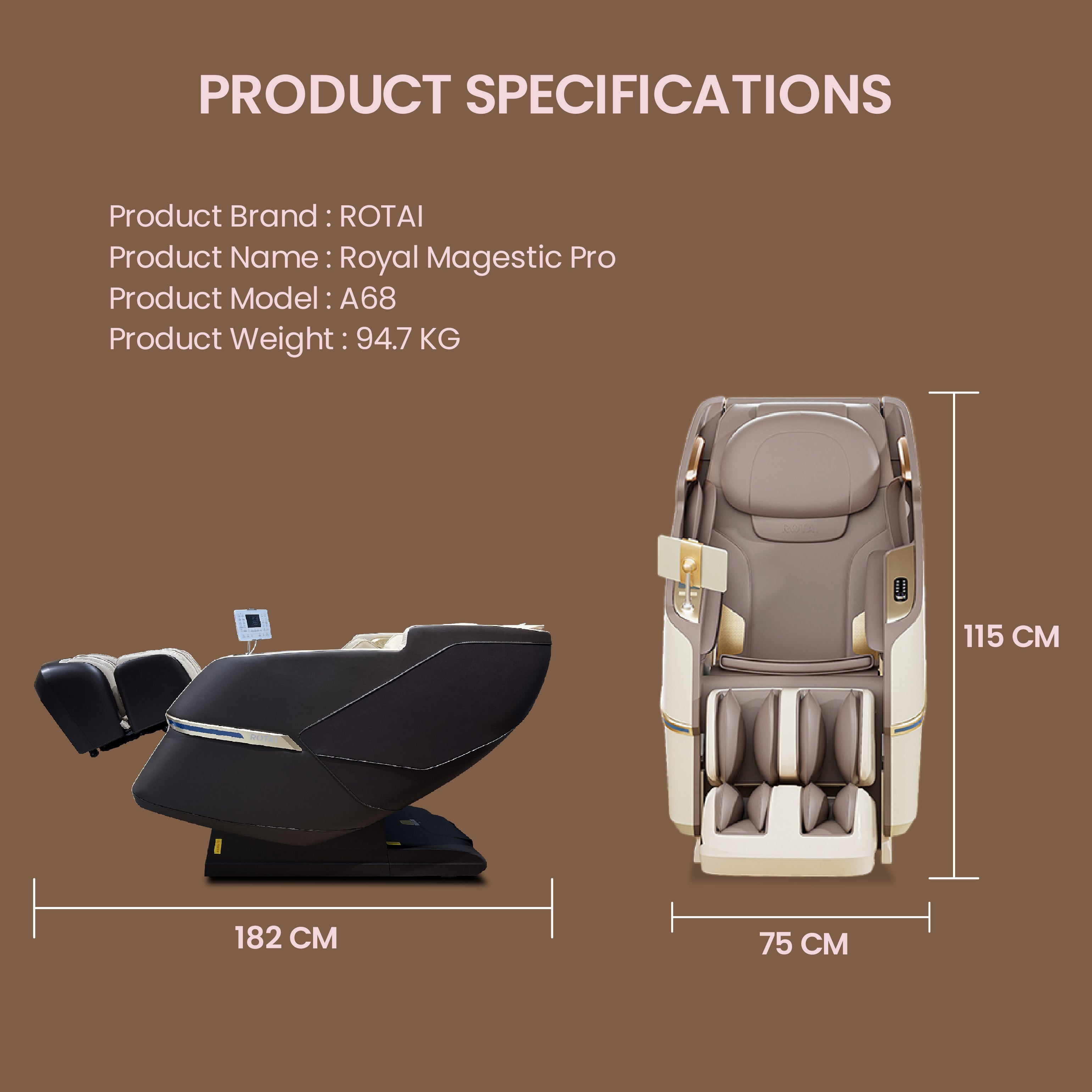 Royal Magestic Pro Massage Chair Brown - HOCC