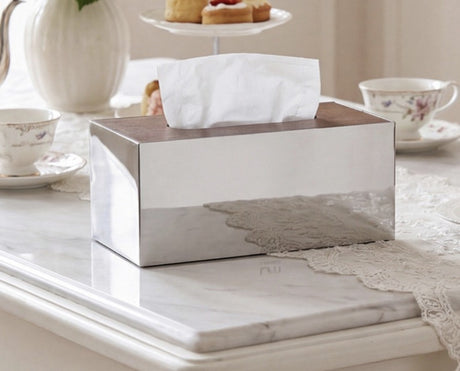 Buy LUXMOOD Cube Tissue Box – Stainless Steel & Walnut Online in Dubai, Abu Dhabi, UAE