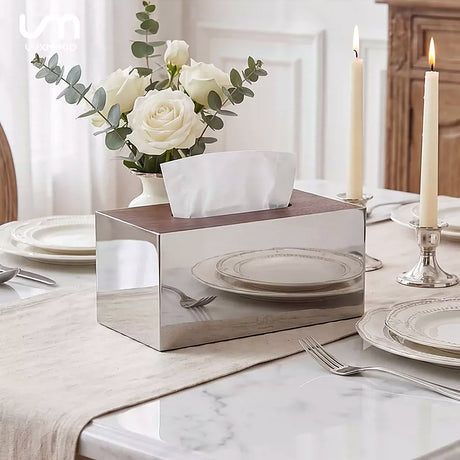 LUXMOOD Cube tissue box on a dining table