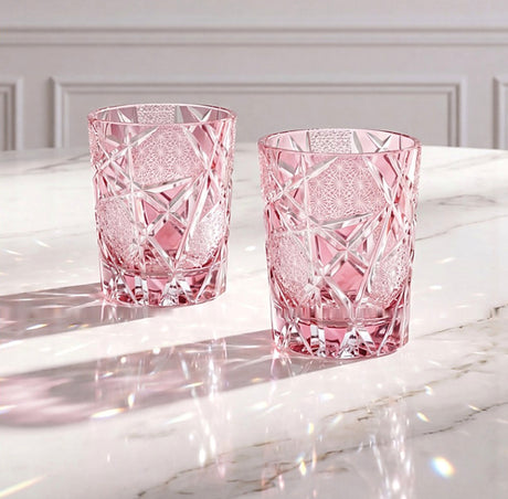 LUXMOOD Gold Flash Cut Crystal Glass 270ml – pair