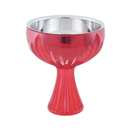 LUXMOOD Light Dessert & Ice Cream Cup with Spoon – Silver & Ruby Red
