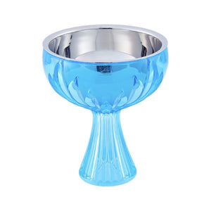 LUXMOOD Light Dessert & Ice Cream Cup with Spoon – Silver & Sapphire Blue