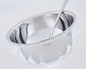 LUXMOOD Light Dessert & Ice Cream Cup with Spoon – close-up of mirror steel bowl inside clear acrylic shell