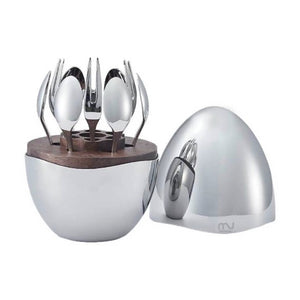 Buy LUXMOOD Magic Egg Dessert Spoon & Fork Set – 12 Pieces, Moonlight Silver Online in Dubai, Abu Dhabi, UAE