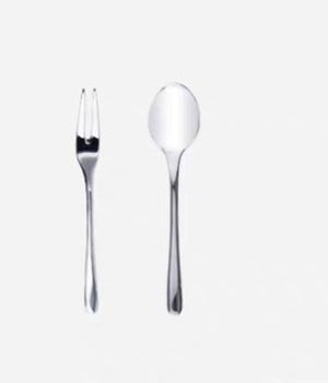 LUXMOOD Magic Egg Dessert Spoon & Fork Set – 12 Pieces, Moonlight Silver – fruit fork and dessert spoon