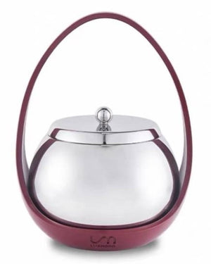LUXMOOD Magic Egg Ice Bucket 1L – Silver – studio shot on white: bowl with lid in burgundy egg frame