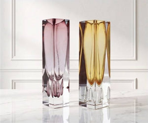 LUXMOOD Quicksand Mirror World Art Glass Vase – purple and amber vases together on marble