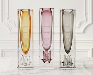 LUXMOOD Quicksand Mirror World Art Glass Vase – Purple, grey and amber vases