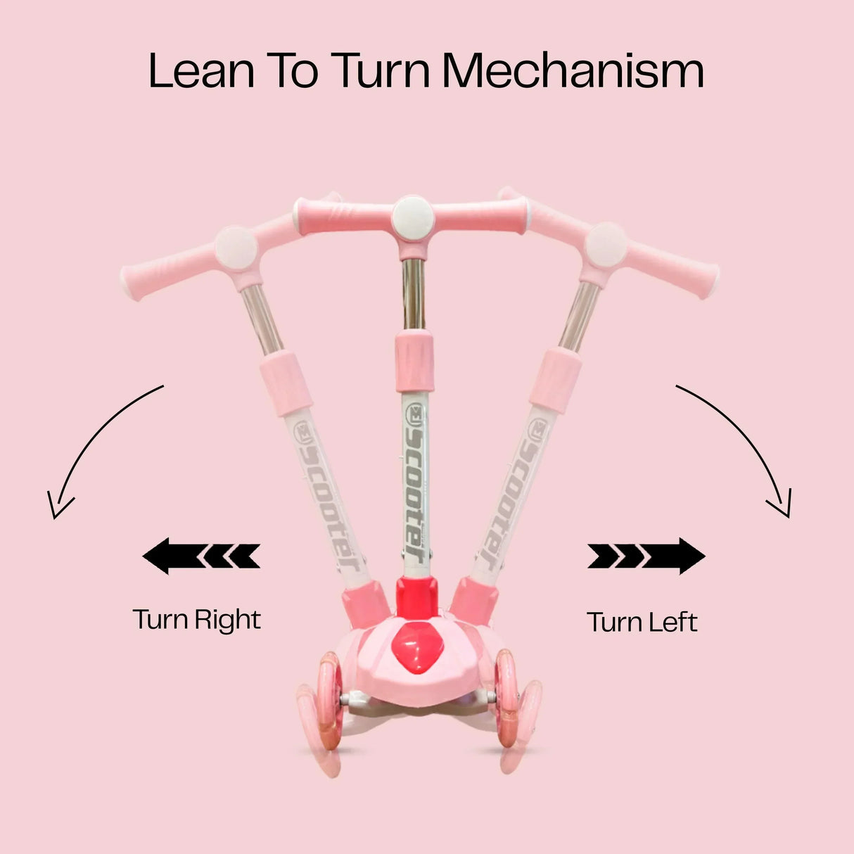Buy Affordable Kids' Scooter with LED Lights and 3-Level Height Adjustment - Pink in Dubai - UAE | Cheap Price