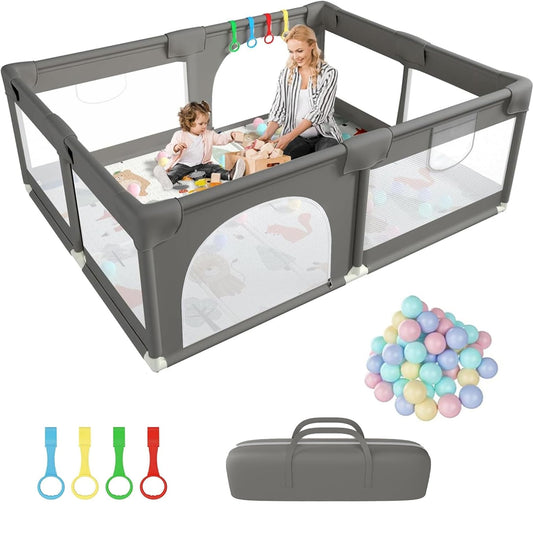 Indoor and Outdoor Baby Playpen with balls for Toddler -Dark Grey
