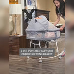 3 in 1 Portable Baby Sleeper Rocking Cradle Bed