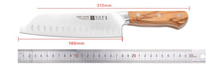 SNF MS2 Avant Classic 7-Inch Santoku Knife – Olive Wood – dimensions