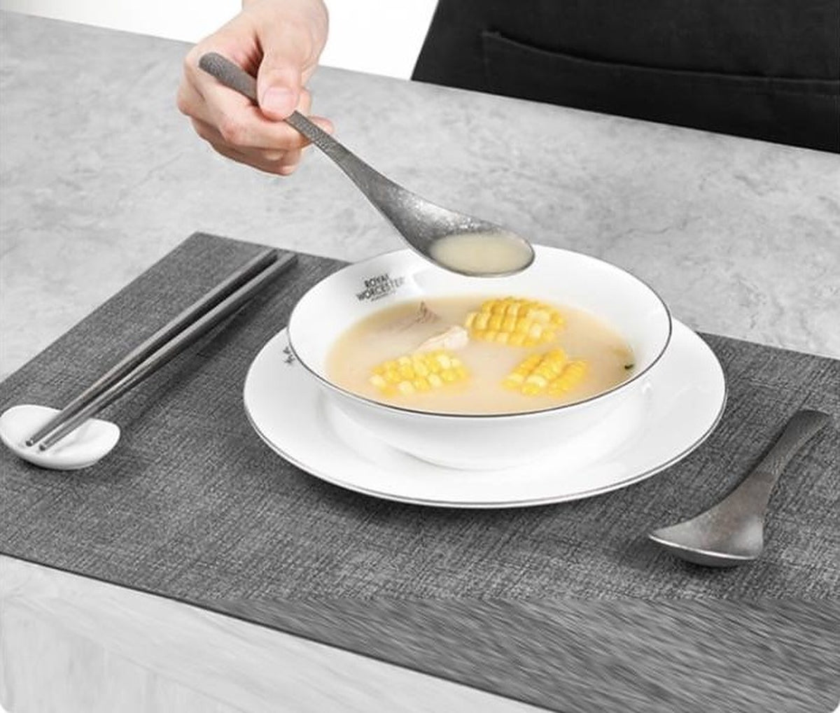 SNF Pure Titanium Chopsticks & Spoon Set – 8 Pieces – titanium spoon with hot soup