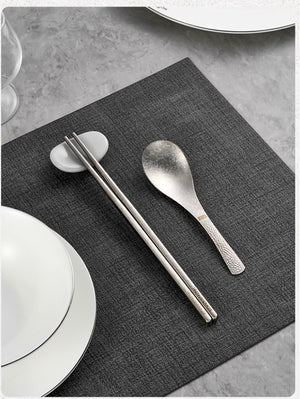 SNF Pure Titanium Chopsticks & Spoon Set – 8 Pieces – table setting