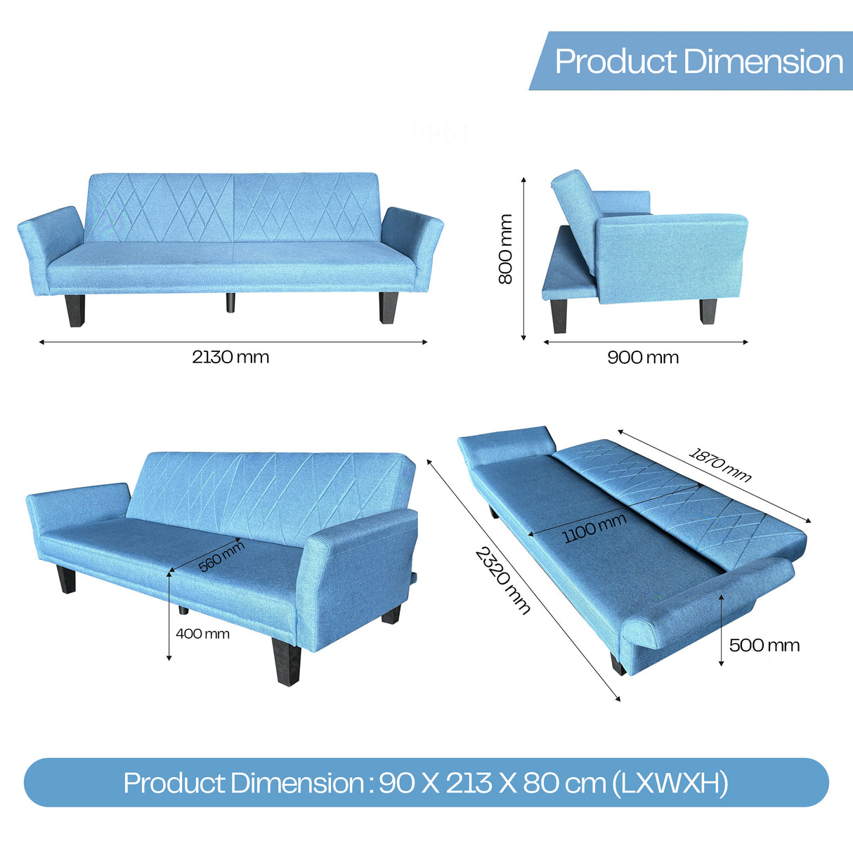 Zayana Modern Convertible Sofa Bed