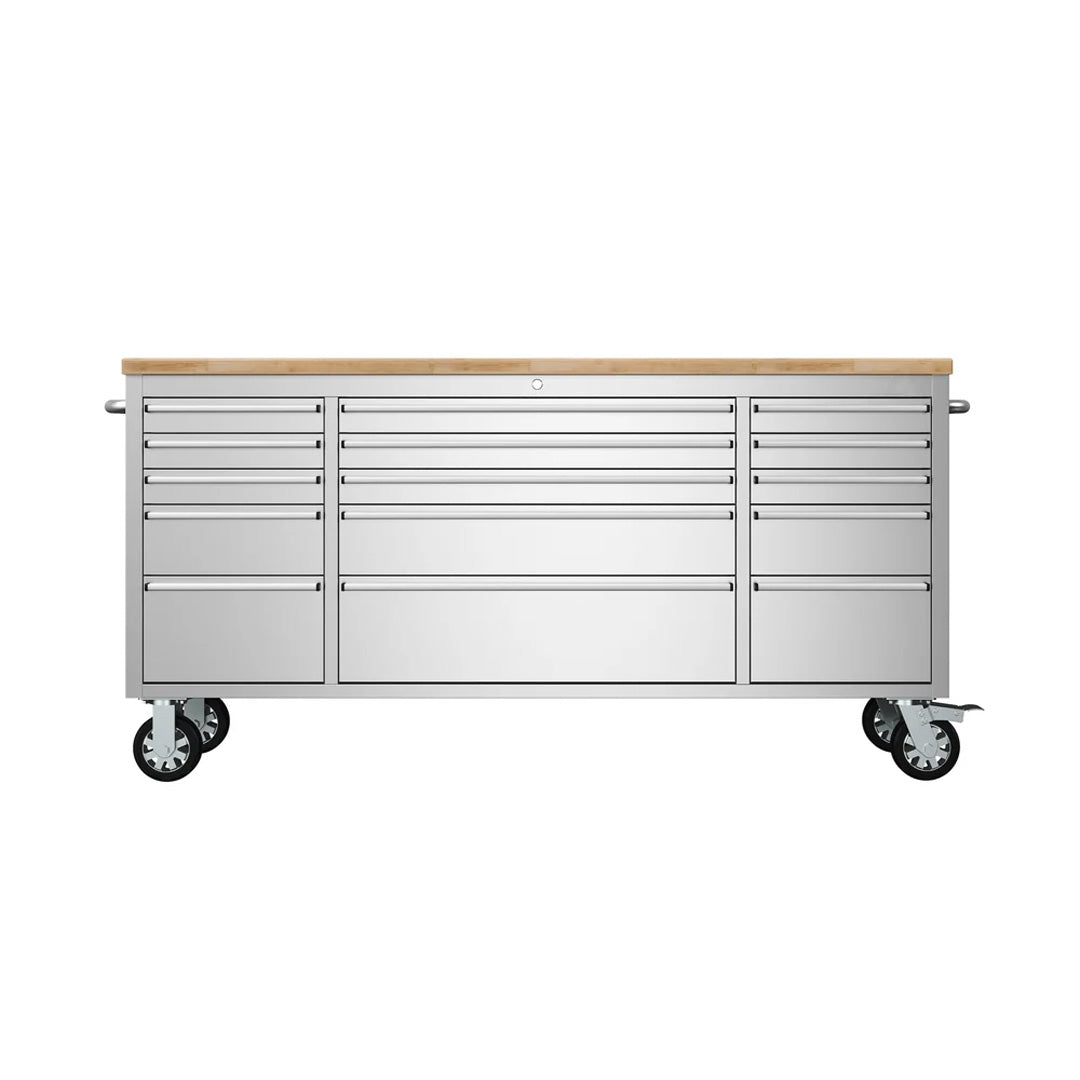 Thor 72 Inch 15-Drawer Mobile Workbench in Stainless Steel – Showroom Display Unit