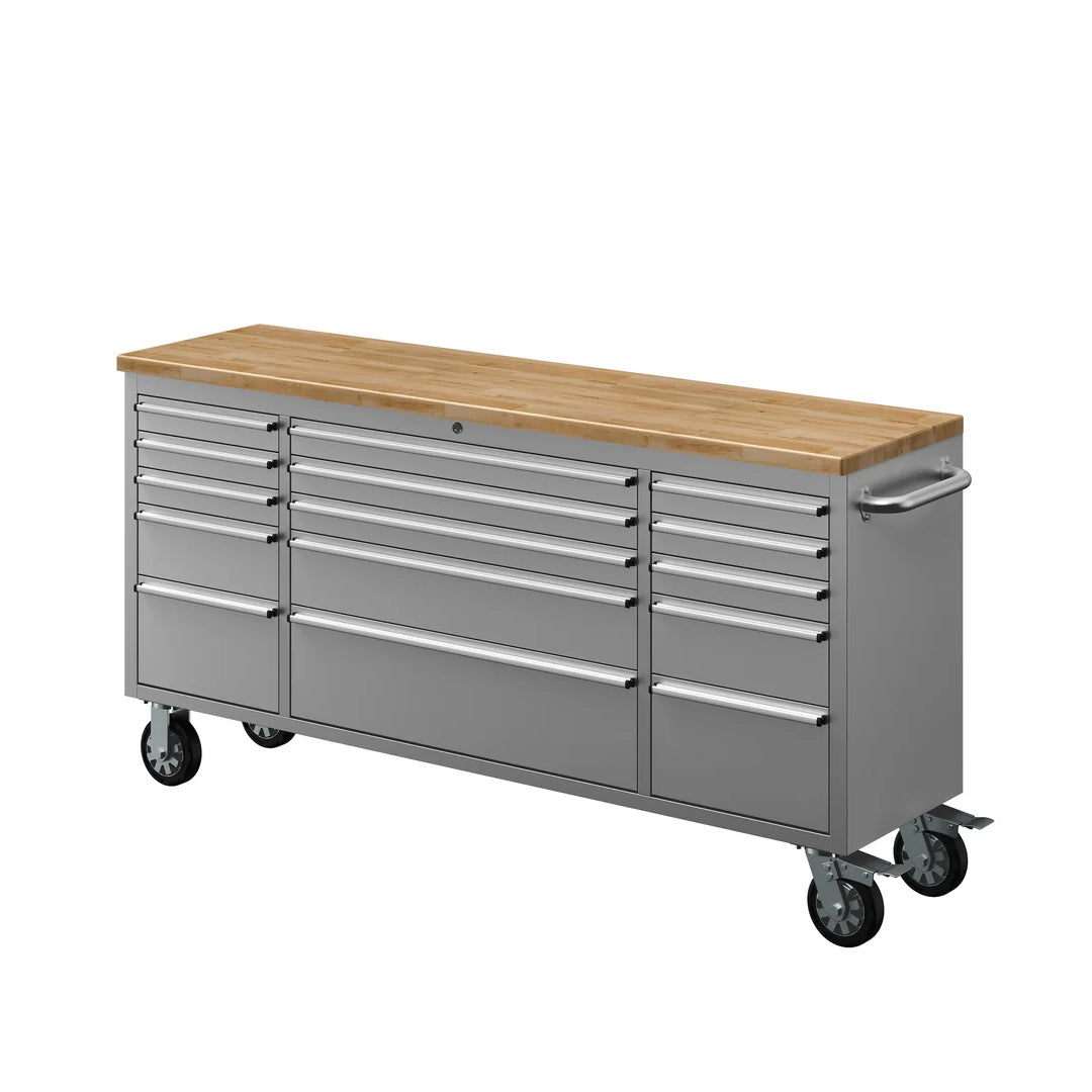 Thor 72 Inch 15-Drawer Mobile Workbench in Stainless Steel – Showroom Display Unit