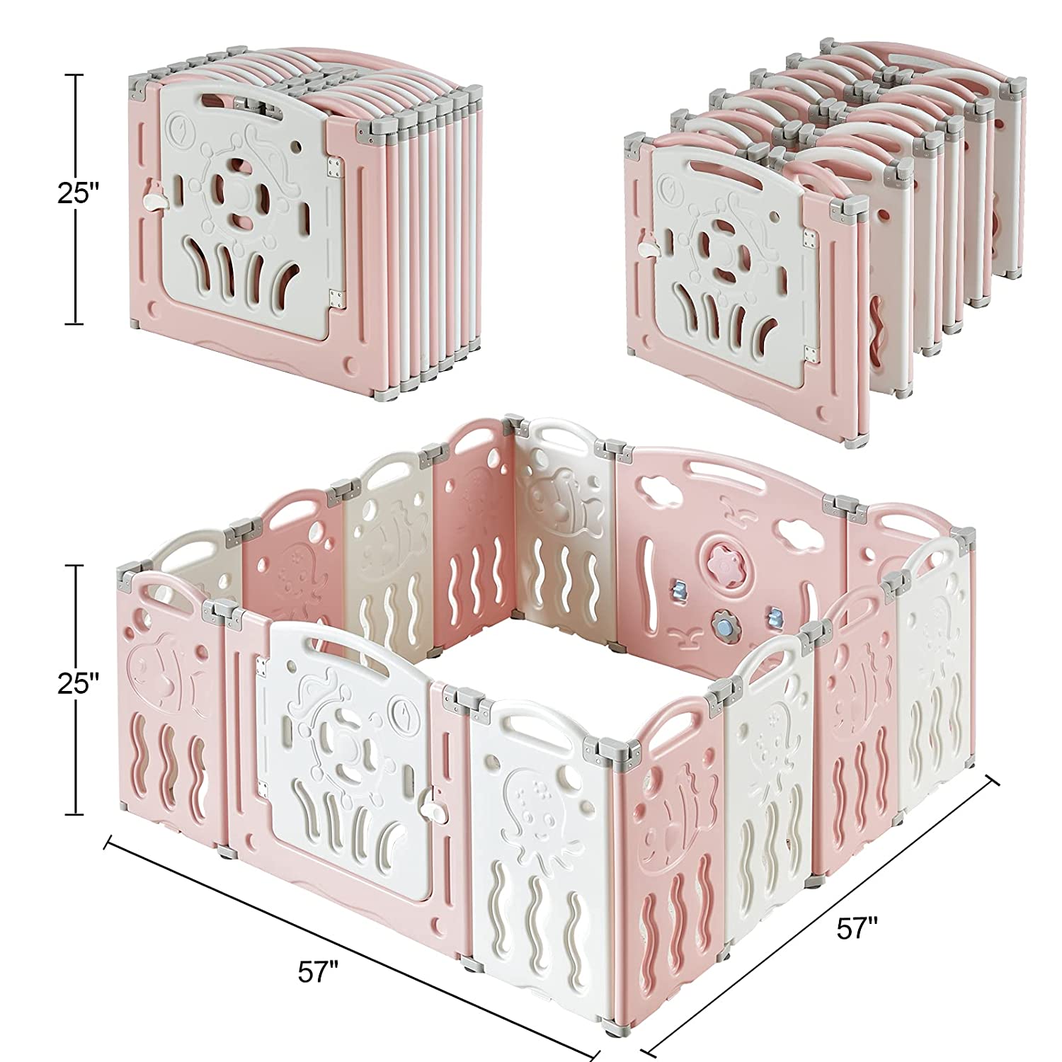 Marine Theme Foldable Baby Playpen - 14 Panels - HOCC