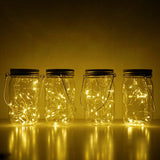 4 Pack Solar Mason Jar Lights, 4 Jars having 10 LED Warm White Fairy Firefly String Lights Each