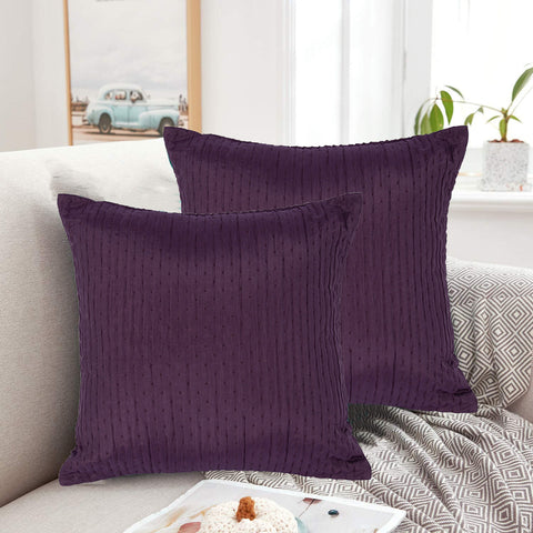 2 Piece 16x16 inch Unique Design Decorative Throw Pillows Covers for Couch Sofa Bed Square Cushion with Zipper Closure  - Purple Color